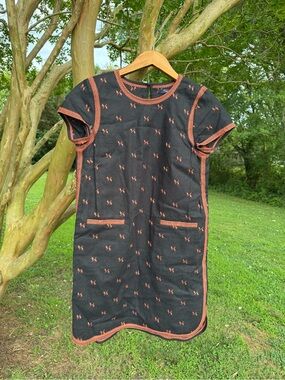 Madewell Black Dress with Rust Embroidery XS